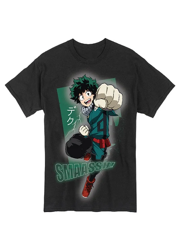 men's soft cotton blend tees -My Hero Academia - Midoriya Izuku "Deku" Smaassh! Men's T-Shirt