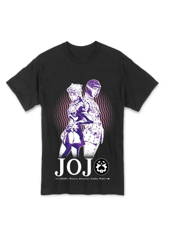 men's cotton blend t-shirts -Jojo's S4 - Giomo And Bruno Bucciarati Group Men's Black T-Shirt