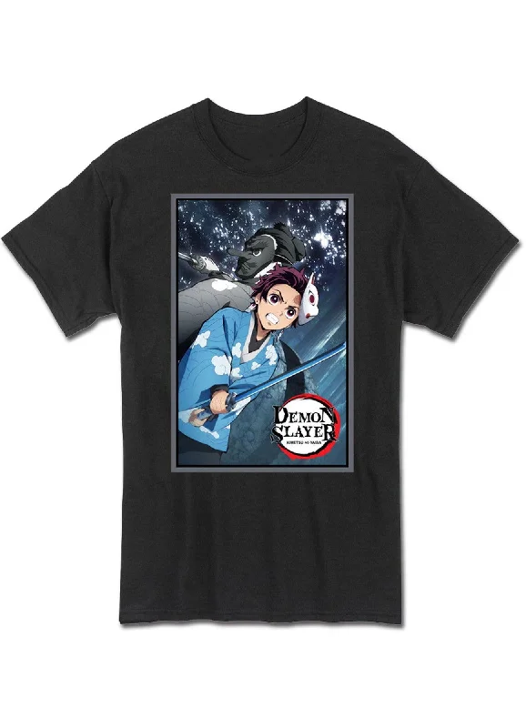 men's soft cotton blend tees -Demon Slayer - Tanjiro Kamado & Sakonji Urokodaki T-Shirt