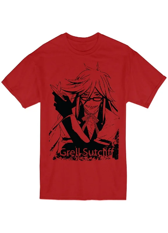 men's funny t-shirts -Black Butler - Grell Sutcliff With Scissor T-Shirt