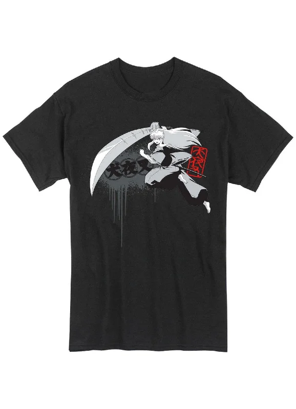 men's bold design t-shirts -Inuyasha - Leaping Inuyasha Outline T-Shirt