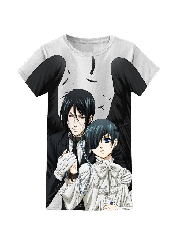 men's breathable t-shirts -Black Butler - Ciel Phantomhive & Demon Sebastian Michaelis Full Print Jrs T-Shirt