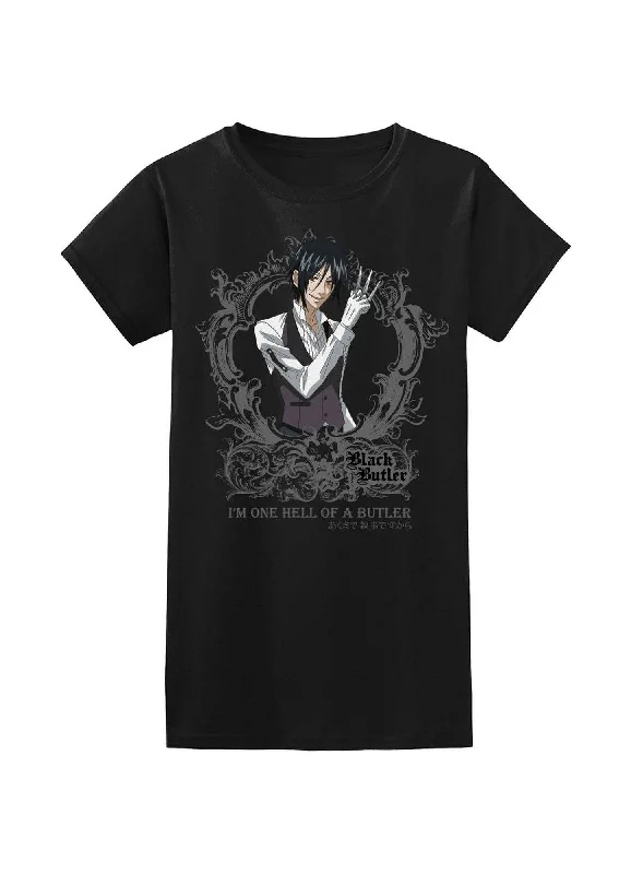 men's casual wear t-shirts -Black Butler - Sebastian Michaelis Slogan Jr. T-Shirt