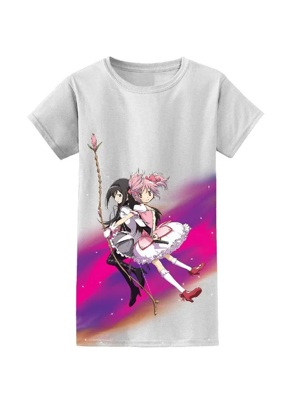 men's light t-shirts for summer -Madoka Magica Movie - Team Homura Akemi & Madoka Kaname Sublimation Jrs. T-Shirt