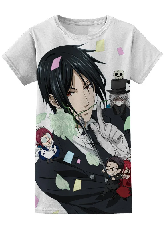 men's oversized t-shirts -Black Butler - Sebastian Michaelis & Co Party Jrs T-Shirt