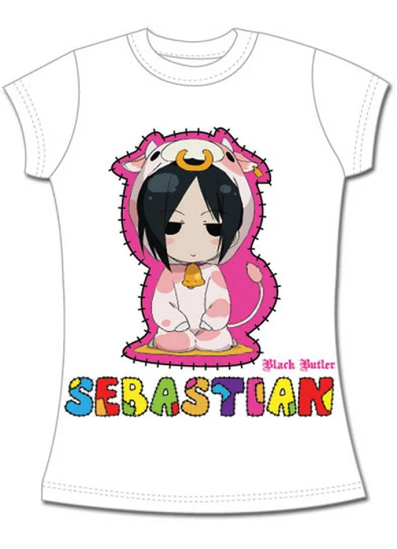 men's slim fit t-shirts -Black Butler - Sebastian Michaelis Cow Cosplay Girl T-Shirt