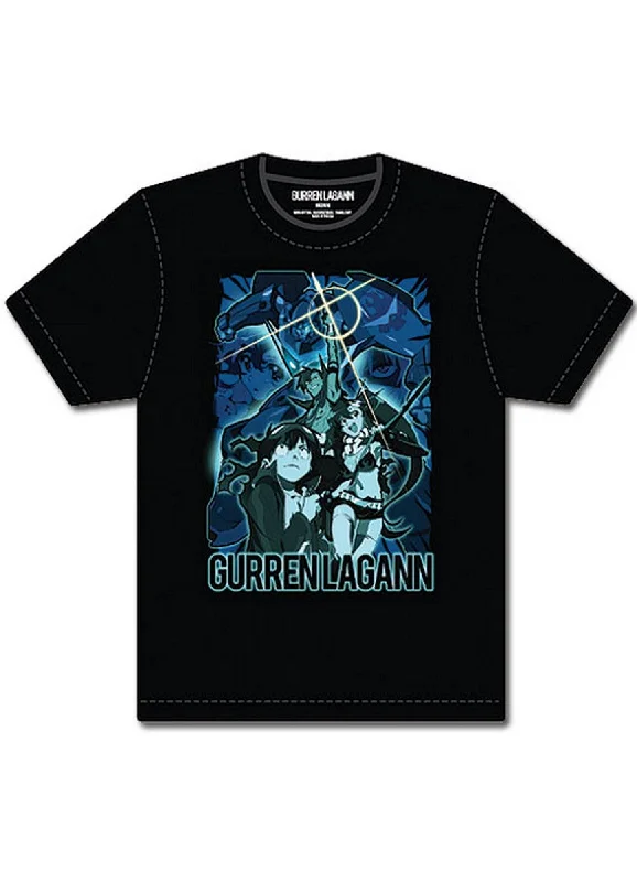 men's daily wear t-shirts -Gurren Lagann - Blue Collage T-Shirt