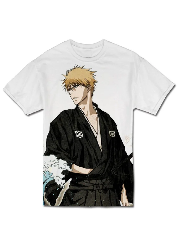 men's printed slogan t-shirts -Bleach - Ichigo Kurosaki With Ukiyoe Theme Men's T-Shirt