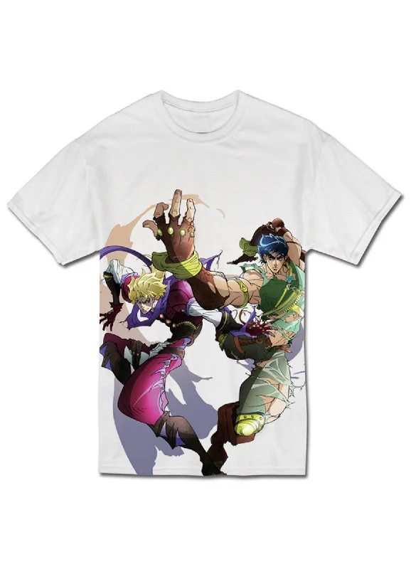 men's stylish t-shirts for casual wear -Jojo's Bizarre Adventure - Jonathan Joestar & Dio Brando Flames Sublimation Men's T-Shirt