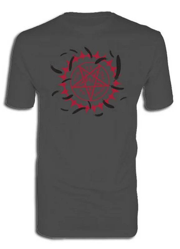 men's comfortable print tees -Black Butler - Curse Symbol And Feathers Men's Screen Print T-Shirt