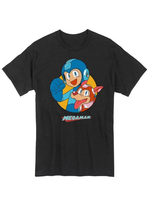 men's polo t-shirts -Mega Man Classic - Mega Man And Rush Men's Screen Print T-Shirt