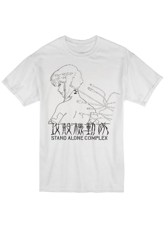 men's simple cotton t-shirts -Ghost in The Shell - Motoko Kusanagi Outline Men's Screen Print T-Shirt