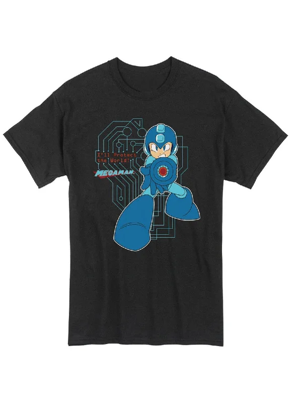 men's slogan t-shirts -Mega Man Classic - I'll Protect The World Men's Screen Print T-Shirt