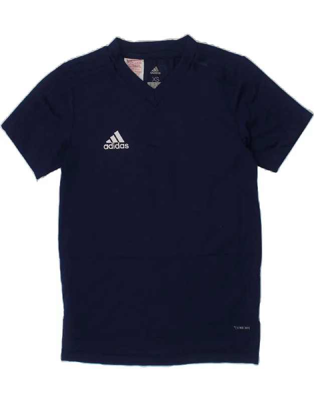 men's athletic fit t-shirts -ADIDAS Boys Climacool T-Shirt Top 7-8 Years XS Navy Blue Polyester