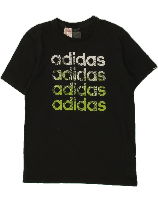 men's personalized t-shirts -ADIDAS Boys Graphic T-Shirt Top 13-14 Years Black Cotton