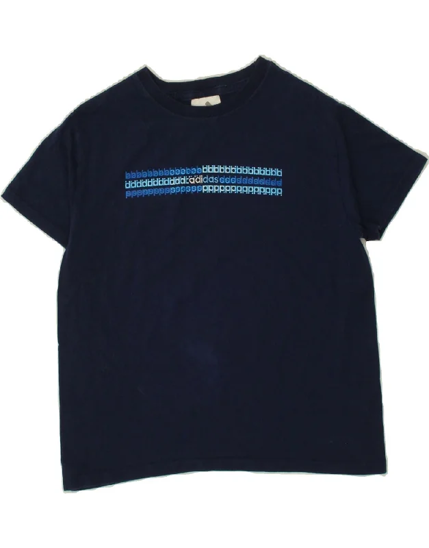 men's soft cotton crewneck t-shirts -ADIDAS Boys Graphic T-Shirt Top 9-10 Years Small Navy Blue Cotton