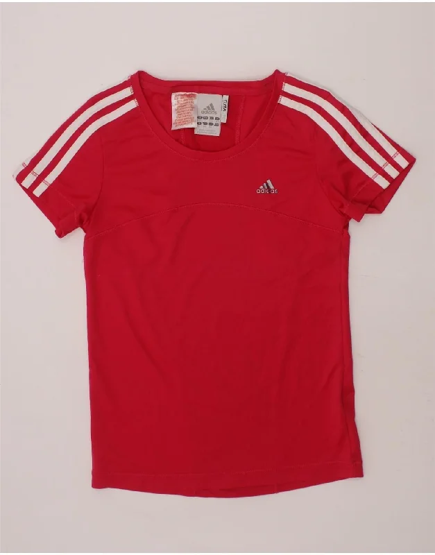 men's soft cotton crewneck t-shirts -ADIDAS Girls Climalite Graphic T-Shirt Top 11-12 Years Large Pink