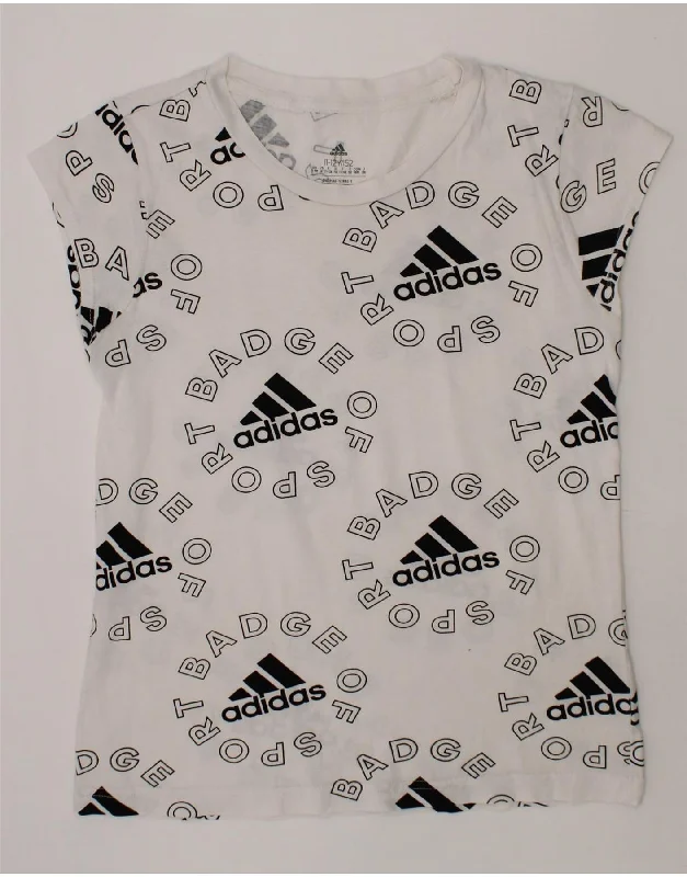 men's simple cotton t-shirts -ADIDAS Girls Graphic T-Shirt Top 11-12 Years Medium Grey Cotton