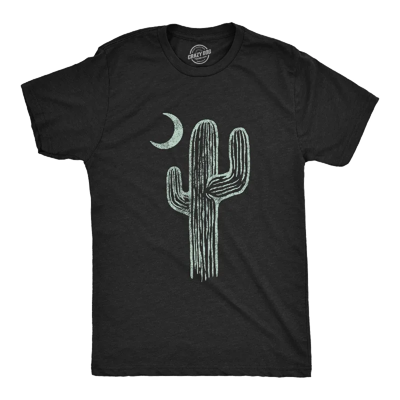 men's designer t-shirts -Cactus Moon Men's T Shirt