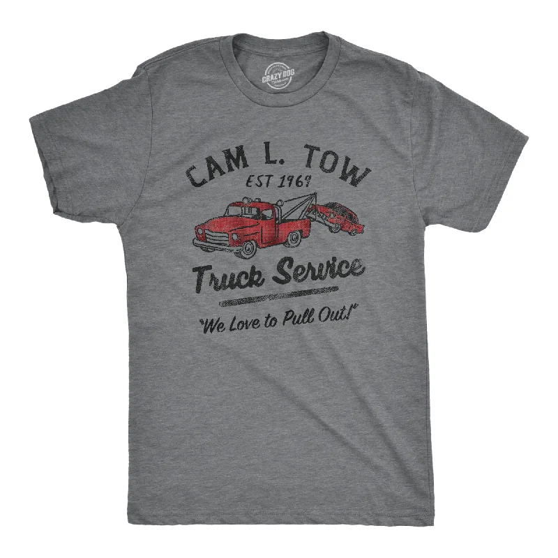 men's comfortable plain t-shirts -Cam L Tow Truck Service Camel Tow Men's T Shirt