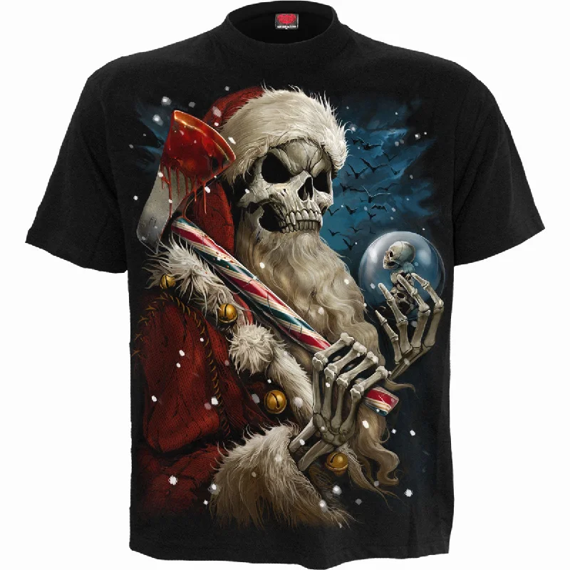 men's striped t-shirts -CANDY CANE SANTA - T-Shirt Black