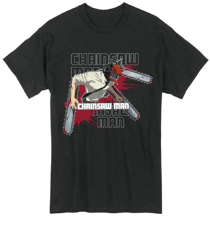 men's slim-fit plain t-shirts -CHAINSAW MAN - CHAINSAW MAN IN FIGHTING POSITION MEN'S T-SHIRT