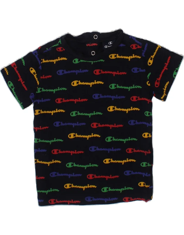 men's oversized graphic t-shirts -CHAMPION Baby Boys Abstract Pattern T-Shirt Top 18-24 Months Large Black