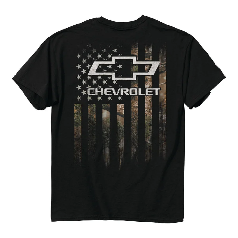 men's t-shirts with funny sayings -Chevrolet - American Flag Camo T-Shirt