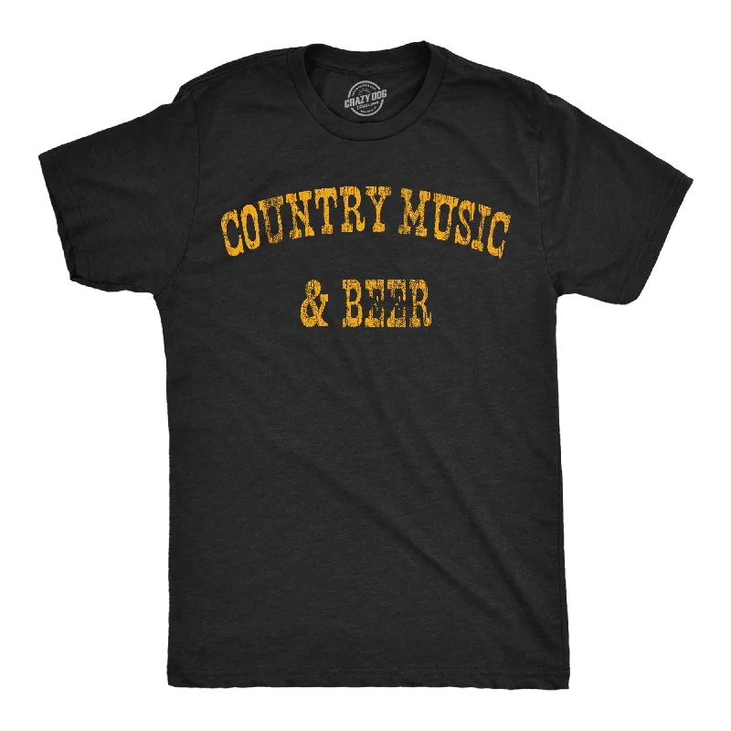 men's trendy printed t-shirts -Country Music And Beer Men's T Shirt