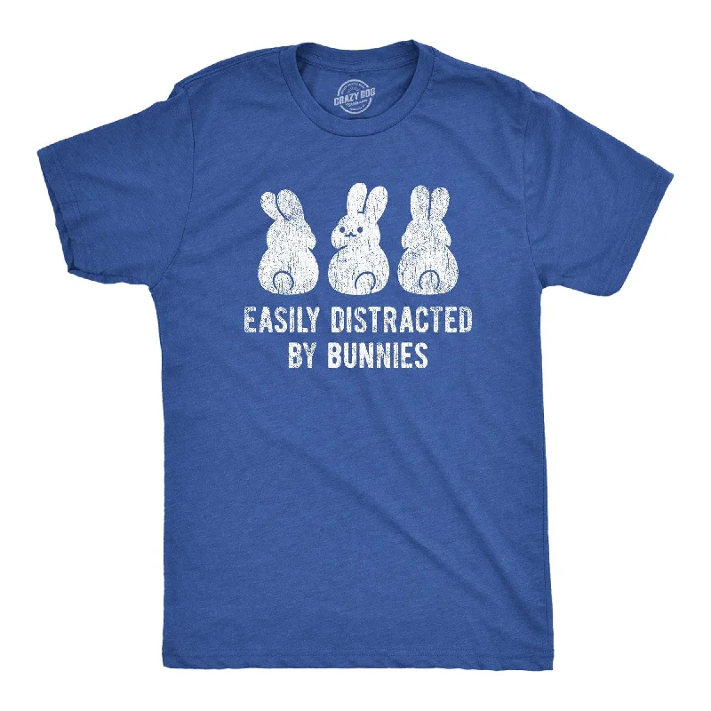 men's soft and breathable t-shirts -Easily Distracted By Bunnies Men's T Shirt