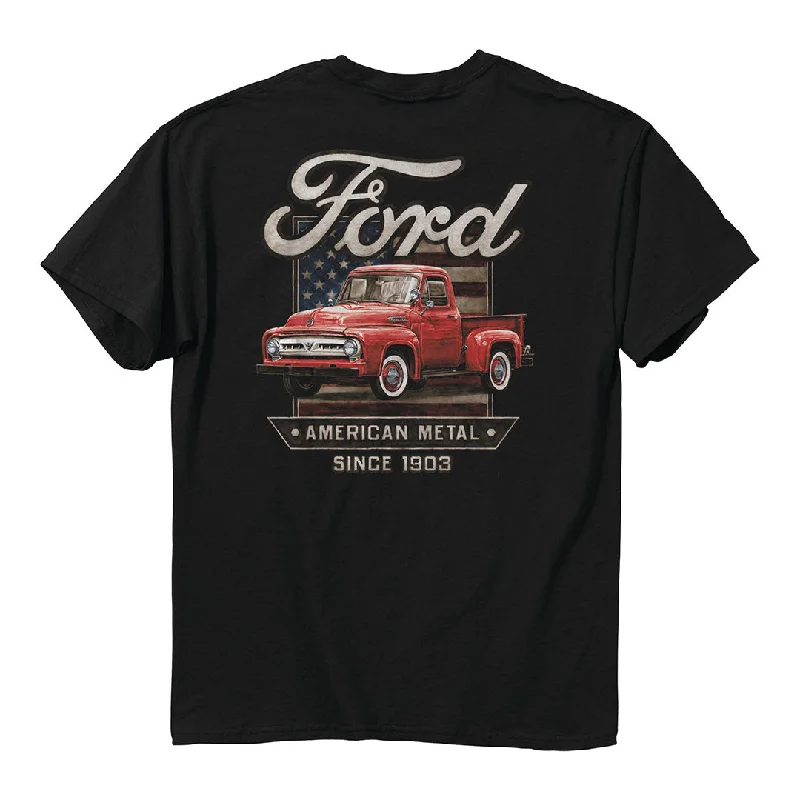 men's casual t-shirts -Ford - F100 American Metal T-Shirt