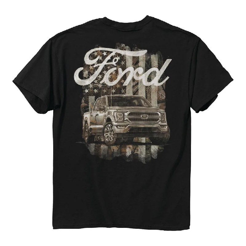 men's v-neck t-shirts -Ford - F150 USA Camo Flag T-Shirt