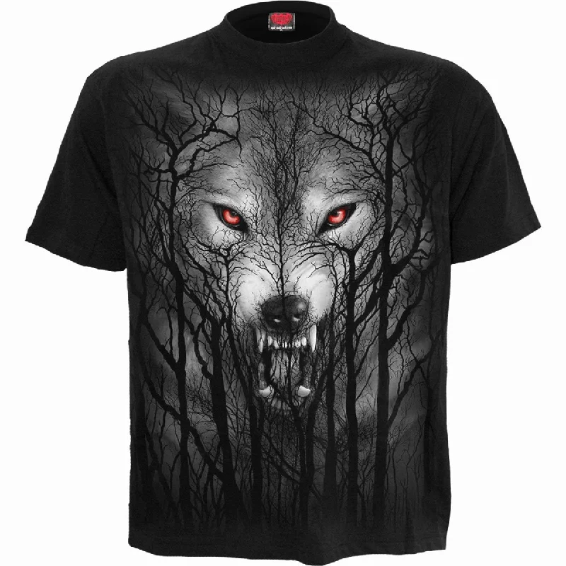 men's casual t-shirts -FOREST WOLF - T-Shirt Black