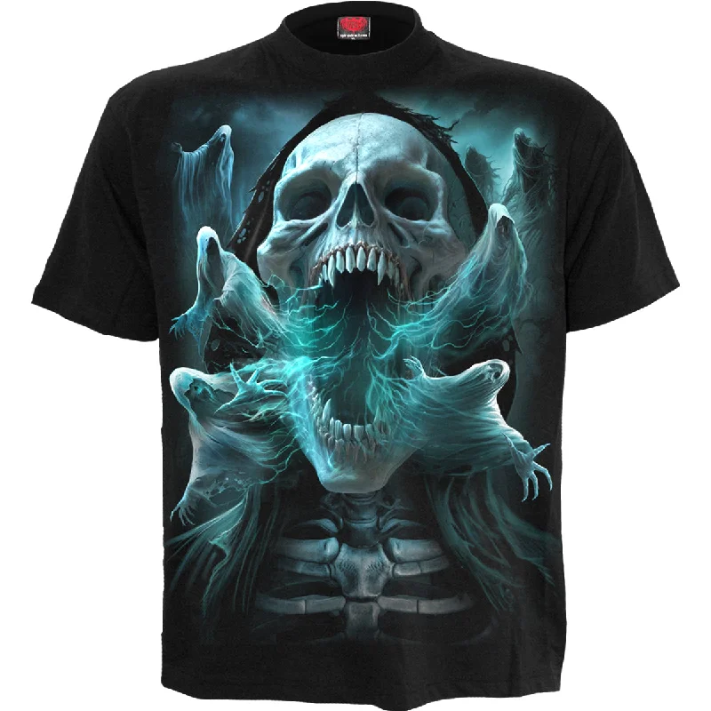 men's graphic print tees for casual wear -GHOST SKULL - T-Shirt Black