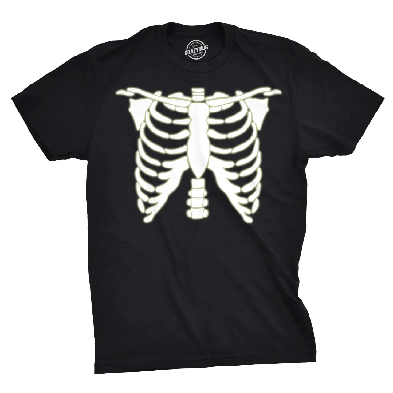 men's printed t-shirts -Glowing Skeleton Rib Cage Halloween Men's T Shirt