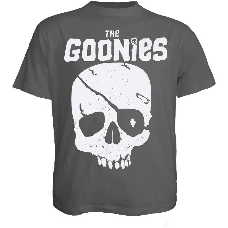 men's cotton blend t-shirts -GOONIES, THE - SKULL AND LOGO - T-Shirt Charcoal