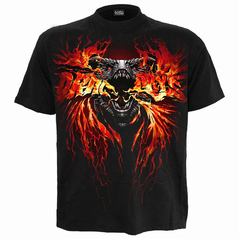 men's soft cotton crewneck t-shirts -GOT - FIRE AND BLOOD - T-Shirt Black