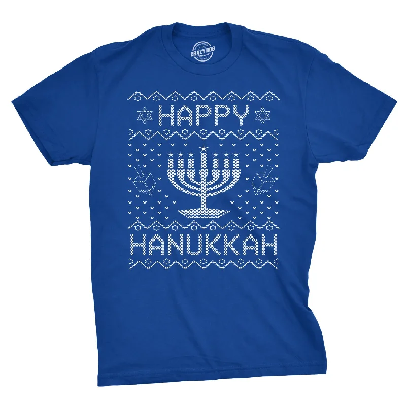 men's comfortable print tees -Happy Hanukkah Men's T Shirt