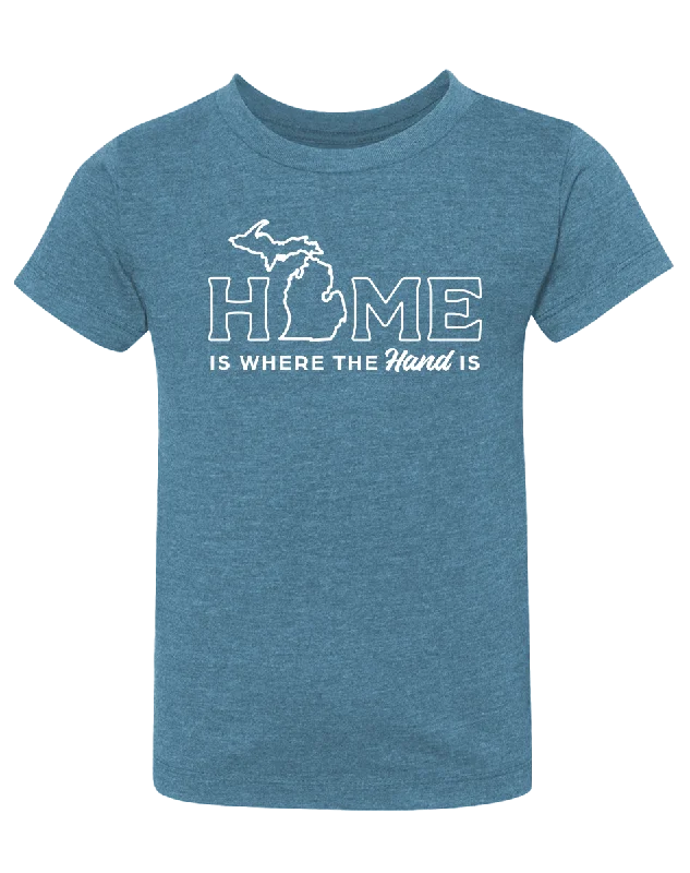 men's colorful graphic tees -Home is Where the Hand Is Kids T-Shirt