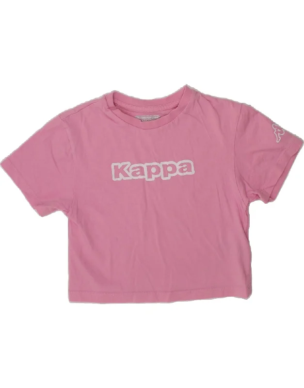 men's plain t-shirts -KAPPA Girls Crop Graphic T-Shirt Top 5-6 Years Pink Cotton