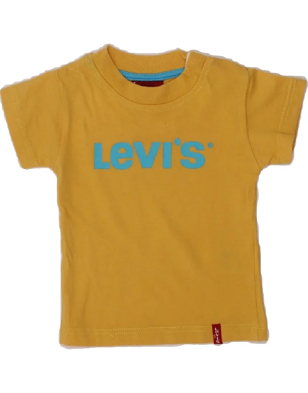 men's classic t-shirts -LEVI'S Baby Boys Graphic T-Shirt Top 0-3 Months Yellow Cotton