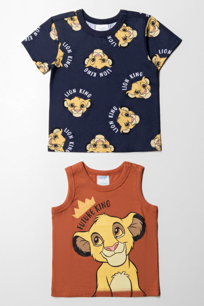 men's athletic graphic t-shirts -Lion King 2 Pack T-Shirts Navy & Rust