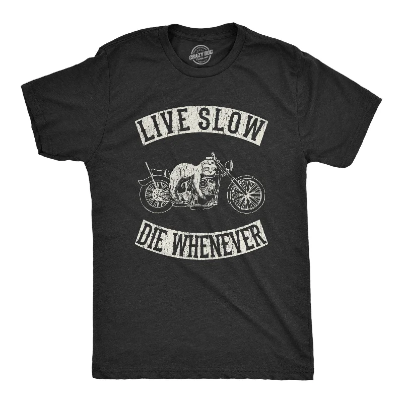 men's crewneck t-shirts -Live Slow Die Whenever Men's T Shirt