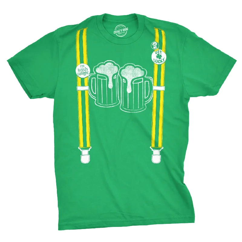 men's cotton t-shirts -Suspenders Beer Mugs Men's T Shirt