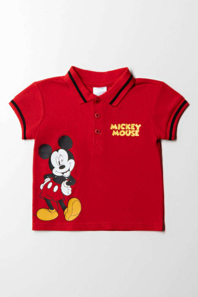 men's high-quality t-shirts -Mickey Mouse Golfer Pique Red