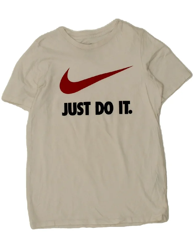 men's modern design t-shirts -NIKE Boys Graphic T-Shirt Top 10-11 Years Medium White Cotton