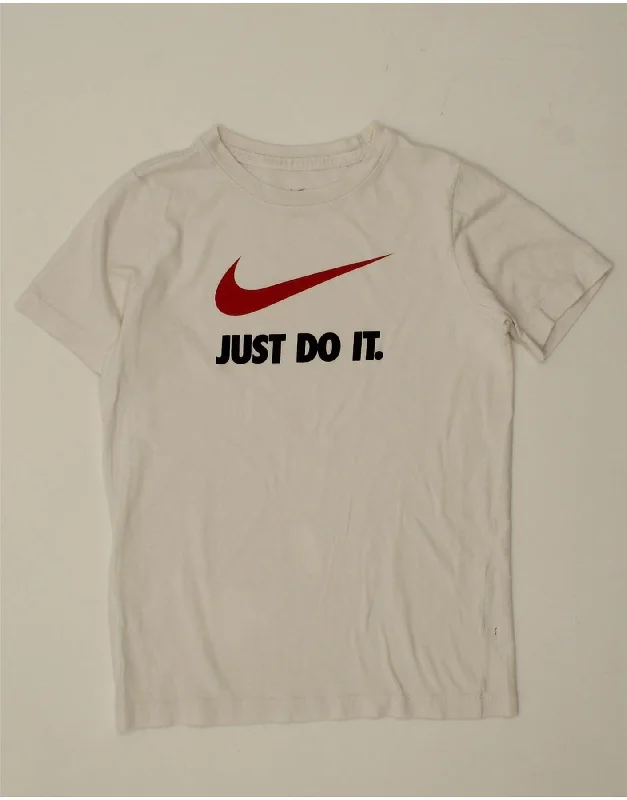 men's graphic print t-shirts -NIKE Boys Graphic T-Shirt Top 10-11 Years Medium White Cotton