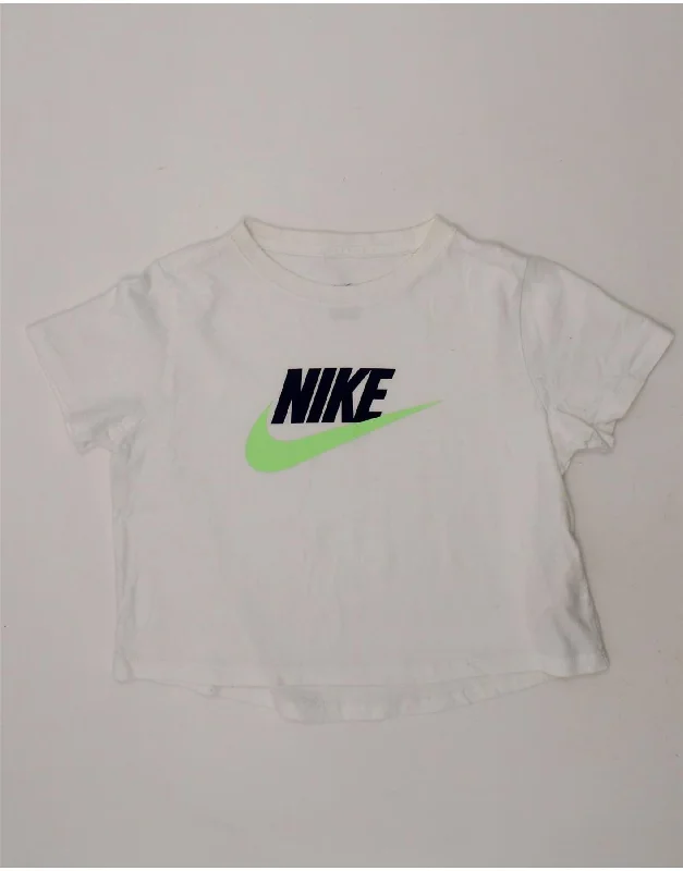 men's cool slogan tees -NIKE Girls Crop Graphic T-Shirt Top 10-11 Years Medium White