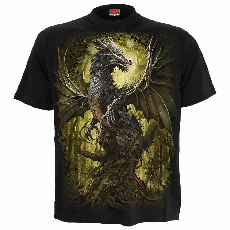 men's v-neck t-shirts -OAK DRAGON - T-Shirt Black