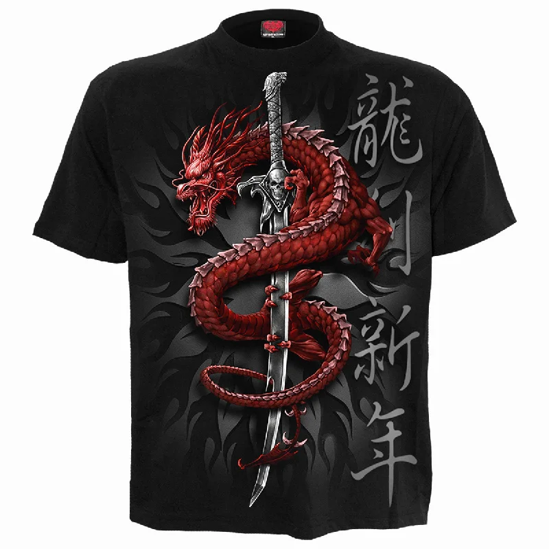 men's cool summer t-shirts -ORIENTAL DRAGON  - T-Shirt Black